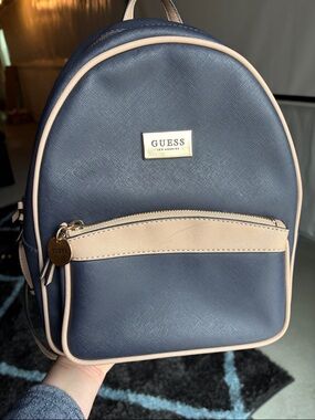 GUESS Navy and Beige Mini Backpack